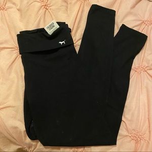 NWT Victoria’s Secret Black Foldover Leggings - M